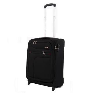 Verage kabinbőrönd 55x39x20/25cm, kétkerekű gurulós bőrönd, fekete színben