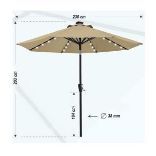 ABCCanopy kerti napernyő, napelemes led világítással, szellőztetővel, 2.3m - khaki