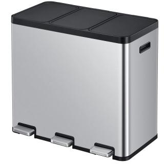 EKO Essential szelektív pedálos szemeteskuka, 3x20lit - rozsdamentes acél (VB 912561)