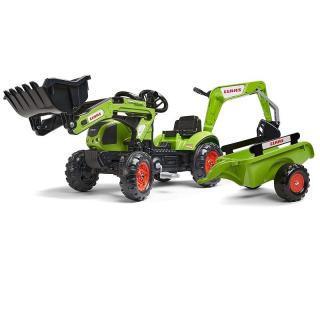 FALK CLAAS Arion 410 traktor markolóval, rakodóval és pótkocsival - zöld