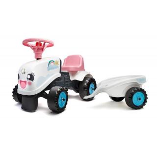 Falk Rainbow Farm lábbal hajtható traktor, pótkocsival - fehér (206b)
