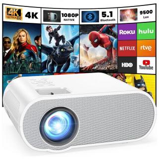 Hompow C10 hordozható FullHD projektor távirányítóval, bluetooth - fehér
