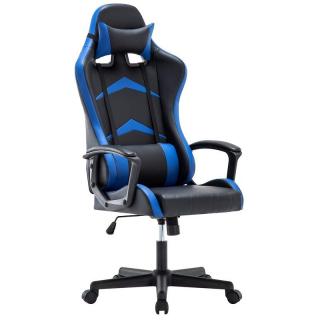 IWMH ergonomikus gamer szék, forgószék - kék/fekete