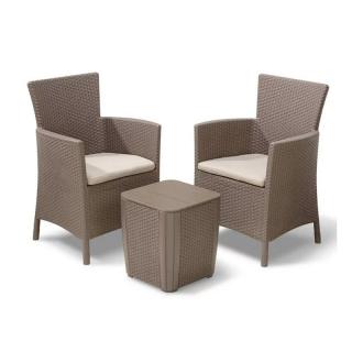 Keter Iowa Balcony Set műrattan kerti bútor garnitúra luzon asztallal - cappuccino (224383)