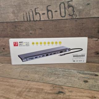 MST 12az1-ben USB-C hub, HDMI, VGA, LAN, USB, AV, kártyaolvasó - szürke (C12H01)