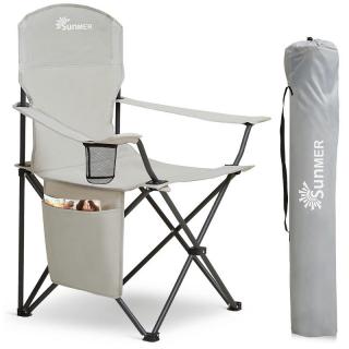 Sunmer összecsukható kempingszék, hordtáskával, 120kg, 95x55x55cm - szürke (104060)