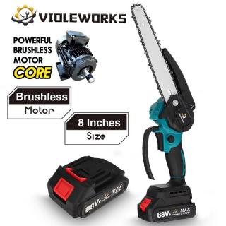 Violeworks 88VF akkus 8  kézi láncfűrész, 2x2.0Ah, töltő, 2db lánc