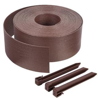 Vounot műanyag gyepszegély szett, 13cm magas, 20m hosszú - barna (AM101589)