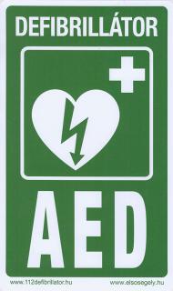 Defibrillátor jelző matrica  Defibrillátor - AED  felirattal