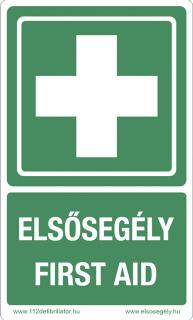 Elsősegélyhely jelző matrica  Elsősegély - First Aid  felirattal