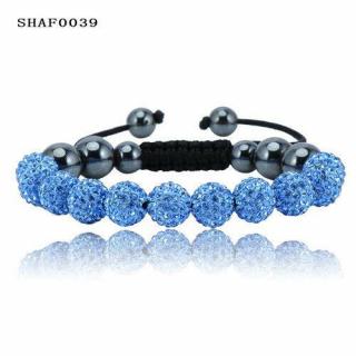 11 kristály gömbös shamballa karkötő - világos kék