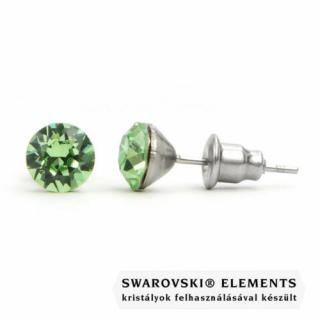 925 ezüst fülbevaló ékszer Swarovski® kristállyal - Peridot