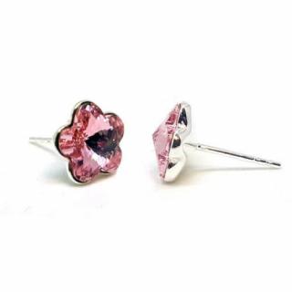 925 ezüst fülbevaló ékszer Swarovski® kristállyal - Virágos, Light Rose