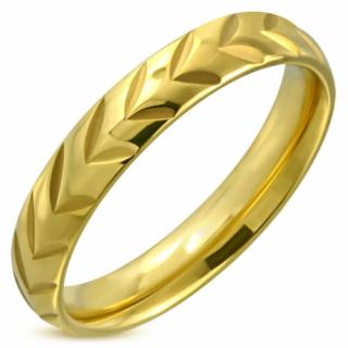Alana - Ék mintás arany színű nemesacél karikagyűrű-8
