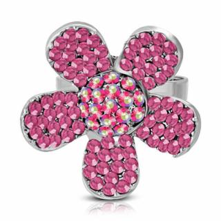 Állítható, virág formájú gyűrű cirkónia kristállyal