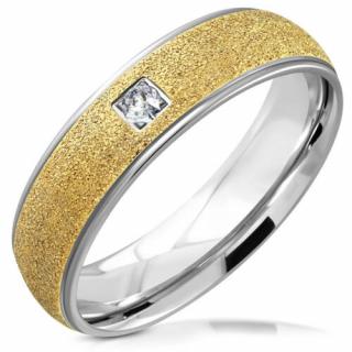 Amni - Ezüst és arany színű nemesacél gyűrű kristállyal -10