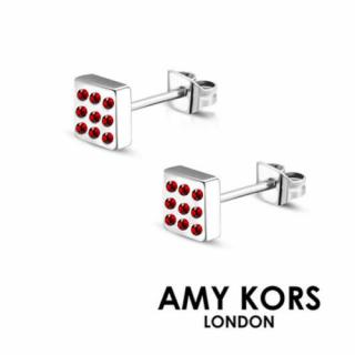 Amy Kors London® Cady Red - Nemesacél fülbevaló Pici piros kristályokkal