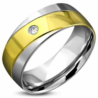 Arany és ezüst színű nemesacél gyűrű ékszer cirkónia kristállyal-10