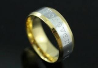 Arany - ezüst színű, FOREVER LOVE feliratú nemesacél gyűrű-10