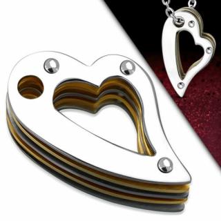 Arany-ezüst színű szív alakú nemesacél medál