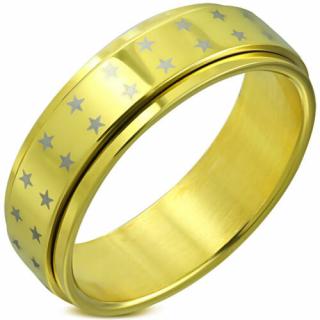 Arany színű csillag mintás, középen forgó nemesacél gyűrű-10