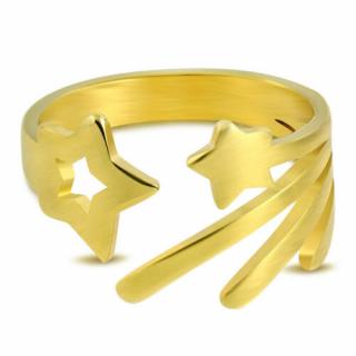 Arany színű nemesacél gyűrű, csillag alakú mintával-6