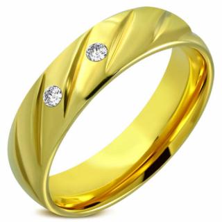 Arany színű nemesacél gyűrű ékszer, cirkónia kristállyal-6