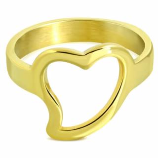 Arany színű nemesacél gyűrű, szív alakú mintával-9