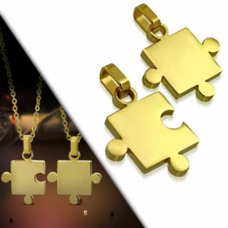 Arany színű puzzle alakú nemesacél páros medál