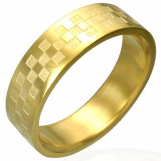 Arany színű, rácsos mintázatú nemesacél gyűrű ékszer-13,5