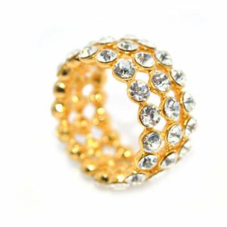 Cirkónia kristályos gyűrű, arany színű-8