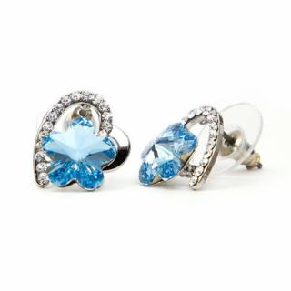 Dina Swarovski kristályos fülbevaló -Ezüst Szívben Kék virág