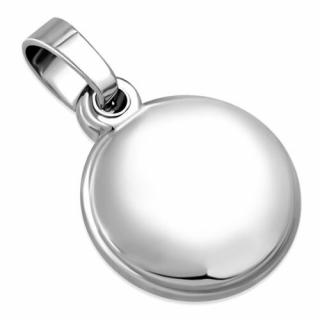 Ezüst színű, kör alakú gravírozható  nemesacél medál