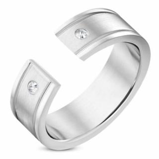 Ezüst színű nemesacél gyűrű,  cirkónia kristállyal-13