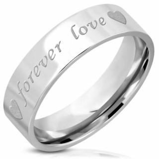 Ezüst színű nemesacél gyűrű "FOREVER LOVE " felirattal