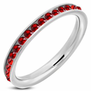 Ezüst színű nemesacél gyűrű, piros cirkónia kristályokkal-5