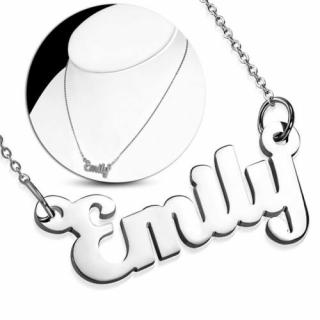 Ezüst színű nemesacél nyaklánc, Emily név medállal