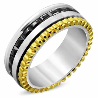 Fekete, arany és ezüst színű nemesacél gyűrű-11