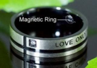 Fekete - ezüst színű mágneses, LOVE ONLY YOU feliratú nemesacél gyűrű-10