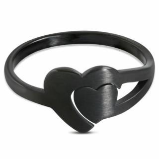 Fekete színű dupla szíves nemesacél karikagyűrű-9