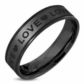 Fekete színű nemesacél gyűrű, LOVE felirattal-10