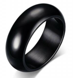 Fekete színű, tükörfényes nemesacél gyűrű-12