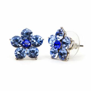 Flamo Swarovski kristályos virág  fülbevaló - Kék