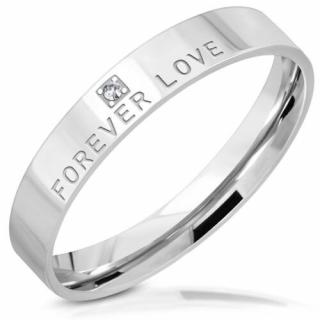 FOREVER LOVE felíratú, ezüst színű nemesacél gyűrű, cirkónia kristállyal-5