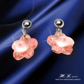 H. L. Jewel Swarovski® kristályos fülbevaló - Virág rózsaszín