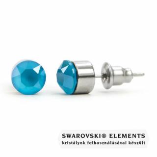 Jazzy kék Swarovski® kristályos fülbevaló - Kerek foglalatos Azure Blue unfollied