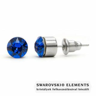 Jazzy kék Swarovski® kristályos fülbevaló - Kerek foglalatos Capri Blue