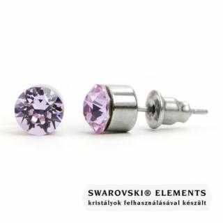 Jazzy lila Swarovski® kristályos fülbevaló - Kerek foglalatos Violet