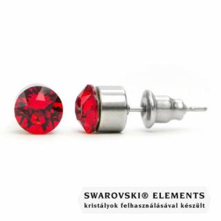 Jazzy piros SWAROVSKI® kristályos fülbevaló - Kerek foglalatos Piros