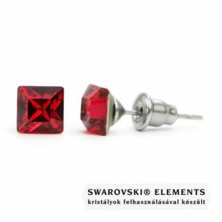 Jazzy piros Swarovski® kristályos fülbevaló - Négyzet Scarlet